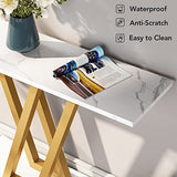 Tribesigns Gold Console Table, Modern Hallway Table for Entryway, 43 Inch Entryway Tables Narrow Sofa Table for Living Room, Stable Metal Frame & Easy Assemble, Faux Marble White Tribesigns