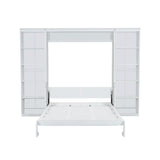 Merax Queen Size Murphy Bed with Desk and Bookshelf, White Merax