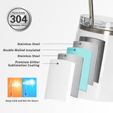 PYD Life Sublimation Mugs Tumblers Blanks with Handle Lid and Straw 30 OZ White Insulated Stainless Steel Jug Water Bottle with Handle for Sublimation Oven Printing 4 Pack PYD Life