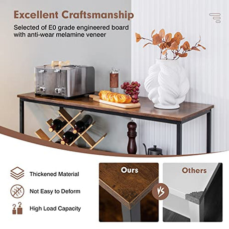 Giantex Buffet Sideboard, Wooden Cupboard, Kitchen Pantry w/Spacious Countertop, Large Open Shelf, 3 Cube Storage Cabinet, Sturdy Rustproof Steel Frame, Modern Stationary Island, Brown & Black Giantex