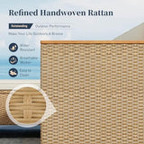 SUNSHINE VALLEY Small Patio Furniture Set, 3 Piece Wicker Outdoor Patio Conversation Set, Outside L-Shaped Sectional Sofa Couch with Chaise Lounge and Coffee Table for Porch Balcony Deck SUNSHINE VALLEY