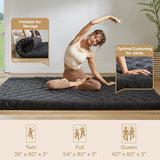 Japanese Floor Mattress, Futon Mattress Full Size 3" Thick Portable Sleeping Pad with High Density Foam, Foldable & Comfortable Tatami Mat for Adult, Roll Up Lounger Camping Bed, Gray BEDLORE