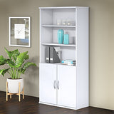 Bush Business Furniture Studio C 5 Shelf Bookcase with Doors in White Bush Business Furniture
