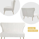 WQSLHX 50’’ Velvet Modern Armless Loveseat for Living Room Bedroom, Upholstered Small Wingback Couch Sofa with Gold Metal Legs & 2 Seater WQSLHX