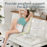 AMICLIBER Futon Sofa Bed Convertible Couch, White Faux Leather Sofa Bed with Memory Foam, Adjustable Backrest & Armrests, Multifunctional Small Loveseat Sleeper Sofa for Living Room, Apartment, Office AMICLIBER
