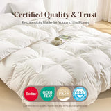Oaken-Cat Goose Feather Down Fiber Comforter Twin Size - 100% Organic Cotton Shell All Season Duvet Insert, Medium Warmth Hotel Luxury Bedding Comforter(68x90 Inch, White) Oaken-Cat