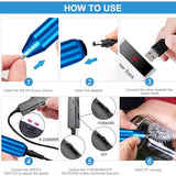 FOLAI USB Rechargeable Engraving Pen - Versatile Customizer Engraver Tool for Jewelry, Wood, Metal,Plastic,Glass,Stone,Manicure & More -Portable, Ideal for DIYers (Blue) FOLAI