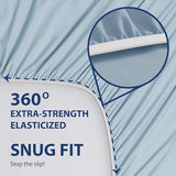 Cathay Home Luxury Wrinkle and Fade Resistant Double Brushed Ultra Soft Microfiber 14-Inch Standard Pocket Single Fitted Sheet, Blue Fog, Twin Cathay Home