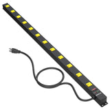 ZESEN 12 Outlet Long Power Strip with 6FT Power Cord, Industrial Heavy Duty for Work Bench Shop Garage, 2100 Joules Surge Protector, Wide Spaced Outlet Power Bar, ETL Certified, Black ZESEN