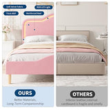 GarveeHome Full Size LED Bed Frame with Adjustable Headboard & Footboard, Velvet Upholstered Princess Platform Bedframe for Kids/Girls, Wooden Slats Support, No Box Spring Needed, Easy Assembly GarveeHome