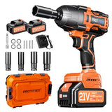 Protmex Cordless Impact Wrench, 900Ft-lbs (1200N.m) 1/2" Brushless Impact Gun, 21V High Torque Power Impact Driver, 2x4.0Ah Batteries Electric Impact Motor Variable Speeds for Car/Truck RV/Mower Protmex