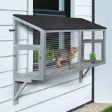 beeNbkks Cat Catio, Window Box Enclosure for Indoor Cats, Wooden Window Perch House, Expandable for Multi Kittens, Secure Comfortable Outdoor Haven for Pets, All Weather Use, Nature Friendly Design beeNbkks