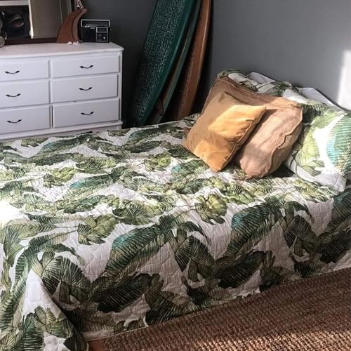 Tommy Bahama - King Quilt Set, Reversible Cotton Bedding with Matching Shams, Pre-Washed for Added Softness (Fiesta Palms Green, King) Tommy Bahama