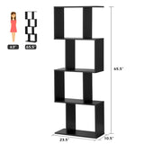 Giantex Modern S-Shaped 4-Tier Bookshelf - Stylish Free-Standing Storage Rack in Black Giantex