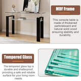 AMHDDT 47" 2-Tier Console Table with Tempered Glass Top and MDF Frame, Modern Black Rectangular Glass Entryway Table for Living Room, Apartment, Office, Easy to Assemble AMHDDT