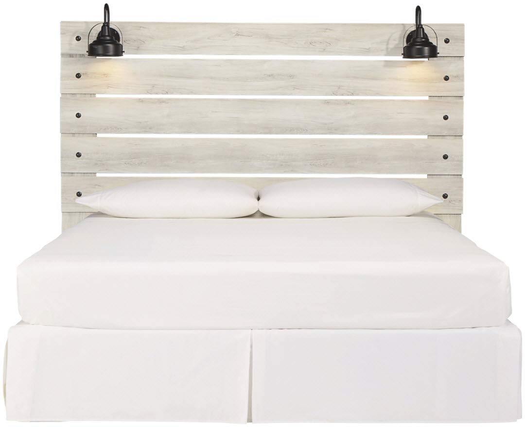 Signature Design by Ashley Cambeck Farmhouse Panel Headboard ONLY with USB Charging Stations, King, Whitewash Signature Design by Ashley