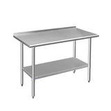 ROCKPOINT Stainless Steel Table for Prep & Work with Backsplash 48x24 Inches, NSF Metal Commercial Kitchen Table with Adjustable Under Shelf and Foot for Restaurant, Home and Hotel ROCKPOINT