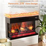 ROVSUN 28 Inch 3-Sided Glass Electric Fireplace Insert, Electric Fireplace Heater with Remote Control, Wall Mounted and Recessed Fireplace with 8H Timer, 20 Flame Color for Indoor Use, Office, Bedroom ROVSUN