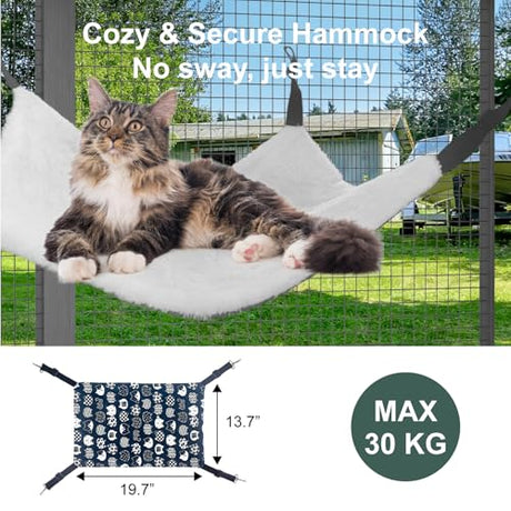 TIMHAKA 2 in 1 Indoor Catio, Outdoor Cat Enclosure with Tunnel, Pet Playen Include 1 Catio and 1 Tunnel, Cat Enclosure with Cats Hammock and Waterproof Cover, Indoor Outdoor Cats Cage with 2 Door TIMHAKA