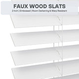 Lotus & Windoware Cordless, 2 Inch Faux Wood Blind, 14" Wide x 84" Long, Window Blinds, Blinds & Shades, Blinds for Indoor Windows, Embossed, Bright White LOTUS & WINDOWARE