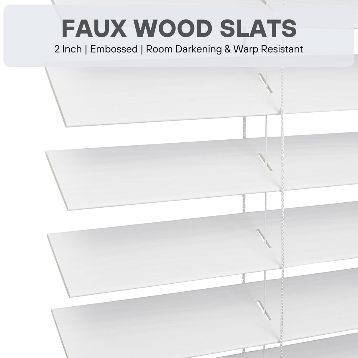 Lotus & Windoware Cordless, 2 Inch Faux Wood Blind, 33" Wide x 72" Long, Window Blinds, Blinds & Shades, Blinds for Indoor Windows, Embossed, Bright White LOTUS & WINDOWARE