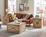 Barnyatoh Farmhouse Square Coffee Table with Storage, Boho Rattan Wood Center Table with Hinged Lift Top, Rustic Cocktail Table with Large Hidden Storage Compartment for Living Room, Bedroom Barnyatoh