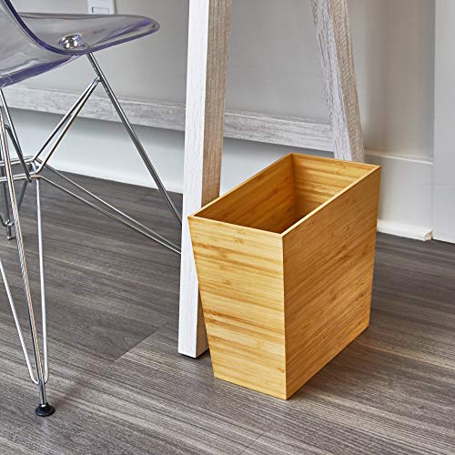 iDesign Rectangular Bamboo Waste Basket, The Formbu Collection – 10.5" x 5.75" x 10”, Natural Wood Finish InterDesign