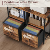 MAHANCRIS Printer Table with Storage, Home Printer Stand with File Cabinet, Fits A4/Letter Size Files, Printer Cabinet with Large Tabletop, Display Shelf, for Home Office, Rustic Brown PTHR3501
