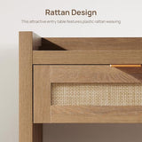 SICOTAS 60" Rattan Console Table for Entryway - Farmhouse Entry Table Sofa Table with 3 Drawers, Narrow TV Console Table with Storage for Living Room, Hallway, Couch, Foyer SICOTAS