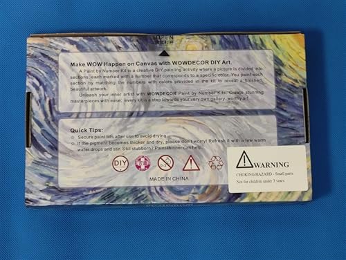 Wowdecor Paint by Numbers Kits for Adults Kids, DIY Number Painting - Starry Night by Van Gogh Beautiful Sky 40 x 50 cm Stamped Canvas (Frame) Wowdecor