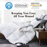 Globon King Size Down Comforter - All Season Duvet Insert with Medium Warmth, Soft and Noiseless Shell,8 Corner Tabs, and Machine Washable - White Globon