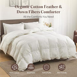 Oaken-Cat Goose Feather Down Fiber Comforter Full Size - 100% Organic Cotton Shell All Season Duvet Insert, Medium Warmth Hotel Luxury Bedding Comforter(82x86 Inch, White) Oaken-Cat