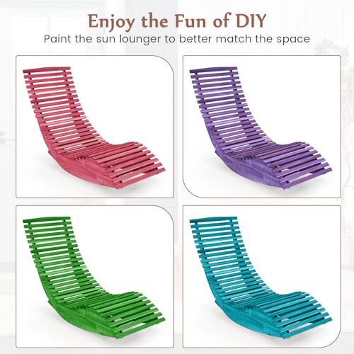 Giantex Outdoor Chaise Lounge Chair - Set of 2 Acacia Wood Outdoor Lounger, Patio Lounge Chair with Slatted Design, Rocking Chair, Patio Rocker for Sunbathing, Poolside, Beach Lounge Chairs