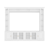 4-Piece Entertainment Center Wall Unit with Bookshelves,All-in-1 Large TV Stand with Tempered Glass Door for TVs Up to 80",92inch Media Console with Adjustable Shelves for Living Room (White-E) Tdewlye