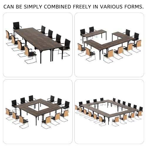 LayBurst 6.5ft Conference Table with Flexible Configuration,Conference Room Table with Adjustable Footpads,Stable Structure,Large Rectangle Seminar Table for 4-22Person (1, Brown) LayBurst