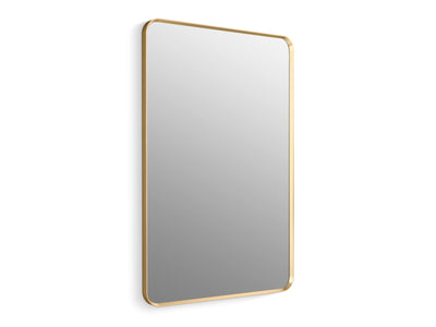 KOHLER Essential 30 in. W x 45 in. H Rectangular Framed Wall Mount Bathroom Vanity Mirror in Moderne Brushed Gold