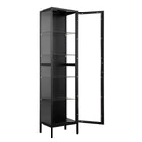 PEUKC Display Storage Cabinet with Glass Doors, 71 Inches Metal Curio Cabinets with 4 Adjustable Shelves, HD&Tempered Glass Cabinet Display Case for Home, Office, Pantry, Assemble Required (Black) PEUKC
