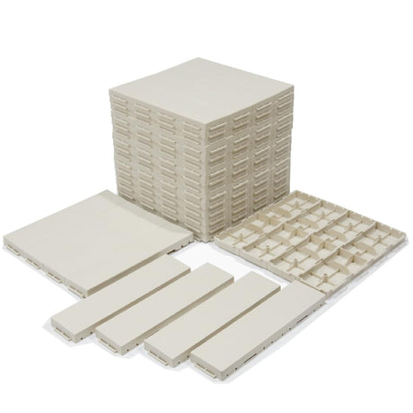 Easy Cut Snap Fit Plastic Interlocking Patio Deck Tiles (Pack of 72, 12"x3") Plastic Ivory Waterproof Outdoor Flooring All Weather Floor Decking for Balcony Backyard Garden DIY Inst I M HOME LIVING