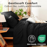 CozyLux Queen Comforter Set Black, 7 Pieces Soft Pinch Pleat Bed in a Bag Queen Comforter Set with Sheets, Boho Bed Set with Down Alternative Comforter, Sheets, Pillowcases & Shams CozyLux