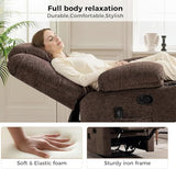 HAOMARKETS Manual Recliners with Massage and Heat for Adults, Breathable Fabric Recliner Chair with 2 Cup Holders & Side Pockets, Overstuffed Heavy Duty Reclining Sofa for Living Room, Brown