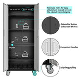 TOPKEY Metal Storage Cabinets Locker for Home Office, 72" Garage Storage Cabinet with Wheels, Lockable Door & Adjustable Shelves, Tall Large Steel Cabinet for Garage, Classroom, Laundry, Utility Room TOPKEY