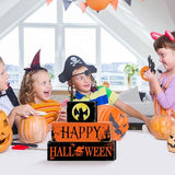 Halloween Black Cat Wooden Table Signs 3 Layered, Happy Halloween Sign Decorations, Spooky Wooden Ornaments Rustic Wooden Blocks Tabletop Decor for Home Tiered Tray Table Shelf Decor CIOEY