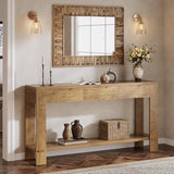 Tribesigns Console Table with 3 Drawers, 67-Inch Long Sofa Table Behind The Couch with Storage Shelf, Narrow Farmhouse Entryway Furniture for Living Room, Hallway, Foyer, Brown Tribesigns