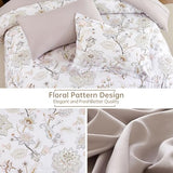 Luxudecor Floral Comforter Set King Size 7 Pieces Bed in a Bag, Beige Paisley Flower Bed Set, Soft Lightweight Comforter with Sheet Set 104"x90" Luxudecor