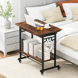 Tangkula Rolling Computer Desk Cart with Keyboard Tray, Mobile Portable Laptop PC Desk with CPU Stand & 3 Hooks for Sofa & Bed, Industrial Small Desk on Wheels for Small Spaces, Home Office Desk Tangkula