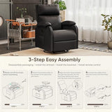 Homall Recliner Chair, 360 Swivel Rocking Chair for Adults, Massage Nursery Chair with Adjustable Backrest and Footrest, PU Leather Glider Rocker Recliners with Side Pocket for Living Room (Black) Homall