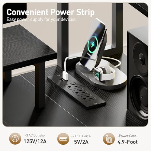 RALGEND L Shaped Computer Desk with Drawers, 53'' Gaming Desk with Storage Shelves, Corner Computer Desk with Power Outlets & LED Light, Home Office Desk with Monitor Stand and Pegboard, Rustic Brown RALGEND