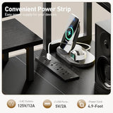 RALGEND L Shaped Computer Desk with Drawers, 53'' Gaming Desk with Storage Shelves, Corner Computer Desk with Power Outlets & LED Light, Home Office Desk with Monitor Stand and Pegboard, Rustic Brown RALGEND