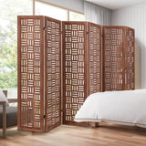 Giantex 6 Panels Room Divider - Folding Room Dividers with Carved Cutout Pattern & Solid Wood Frame, Fully Assembled, 5.5FT Antique Partition Privacy Screen Wall Divider for Room Separation, Brown Giantex