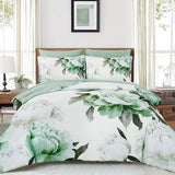 Dobuyly Green Queen Comforter Set 7 Piece Bed in a Bag Queen, Sage Green Floral Printed Comforter Set with Sheets, Soft Microfiber Botanical Flower Complete Bedding Set for All Season Dobuyly
